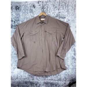 Filson XXL 2XL Cotton Utility Safari Shirt Brown Button-Down 12018 TA 652